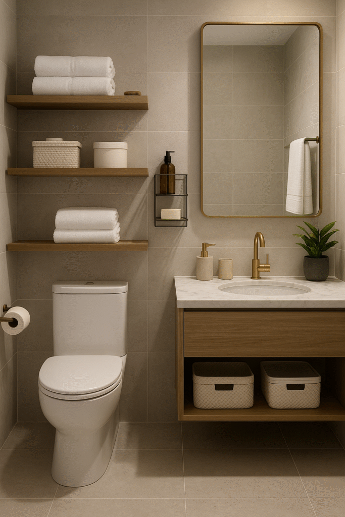 banheiro-pequeno-bem-aproveitado-683x1024 Banheiro Pequeno Bem Aproveitado: Dicas de Organização e Estilo para Espaços Compactos