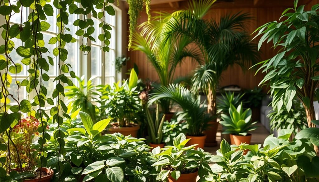 A-sun-dappled-indoor-garden-lush-with-verdant-foliage.-In-the-foreground-a-variety-of-vibrant-1024x585 Seu Jardim Perfeito: Dicas de Jardim e Plantas